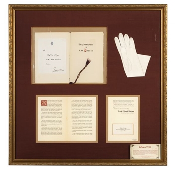 Edward VIII Signed Program and Glove in Framed Display